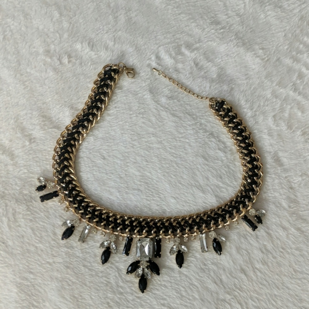Express gold and black chain statement necklace